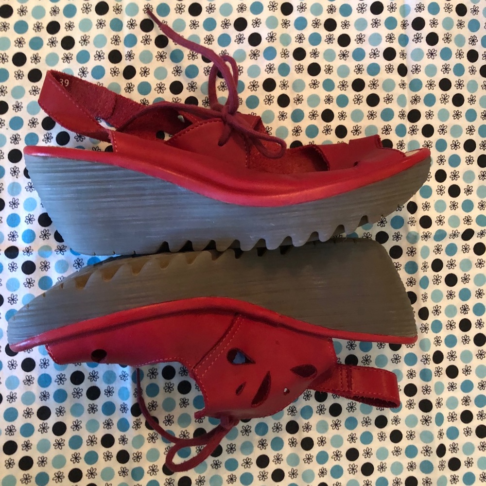 Red Fly London wedge sandals